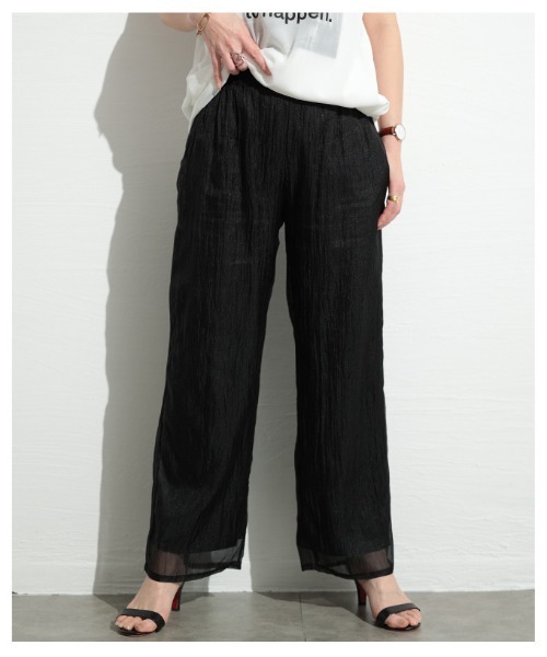 Sawa a la mode(サワアラモード)の「接触冷感シフォンレイヤードパンツ(その他パンツ・レディース・グリーン/ブラック・FREE)」の10枚目の写真