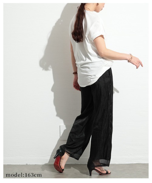 Sawa a la mode(サワアラモード)の「接触冷感シフォンレイヤードパンツ(その他パンツ・レディース・グリーン/ブラック・FREE)」の11枚目の写真