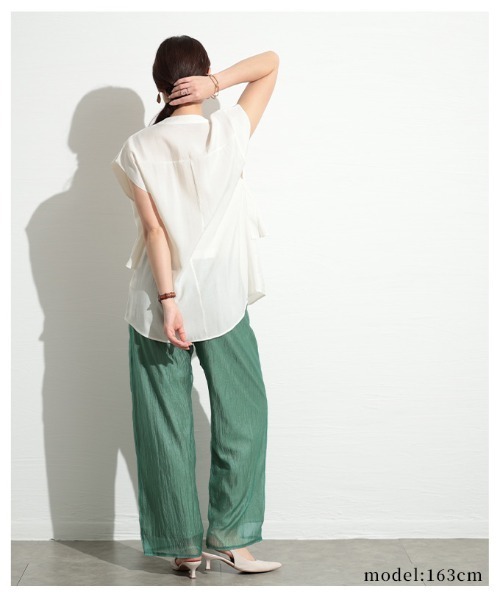 Sawa a la mode(サワアラモード)の「接触冷感シフォンレイヤードパンツ(その他パンツ・レディース・グリーン/ブラック・FREE)」の16枚目の写真