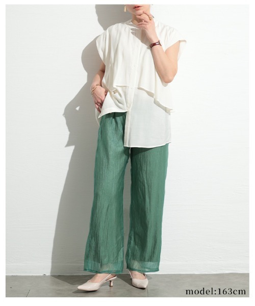 Sawa a la mode(サワアラモード)の「接触冷感シフォンレイヤードパンツ(その他パンツ・レディース・グリーン/ブラック・FREE)」の21枚目の写真
