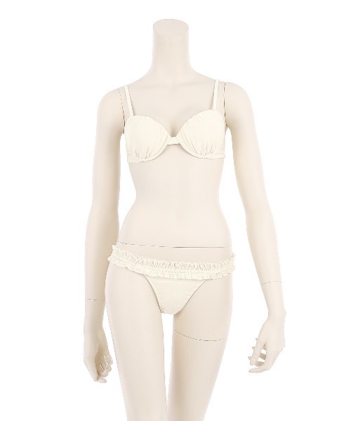 Ravijour（ラヴィジュール）の「シャーリングビスチェ　ビキニセット（水着・レディース・ホワイト/サックスブルー/ブラック・S/M/L）」の15枚目の写真