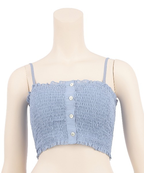 Ravijour（ラヴィジュール）の「シャーリングビスチェ　ビキニセット（水着・レディース・ホワイト/サックスブルー/ブラック・S/M/L）」の10枚目の写真