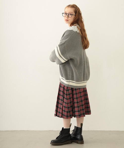 ミルクフェド　MILKFED.　カーディガン　ハート　ブラック COLLEGE CARDIGAN（カーディガン/ボレロ）｜MILKFED.（ミルク