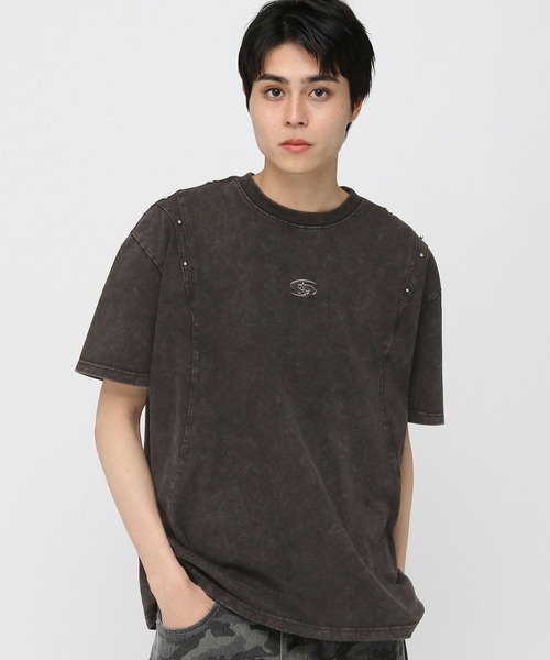 3.3 Field Trip (3.3フィールドトリップ)の「3.3 Field Trip/メタルスタッズ半袖T(Tシャツ/カットソー・メンズ・ホワイト/ブラウン/ブラック・LARGE/MEDIUM)」の2枚目の写真