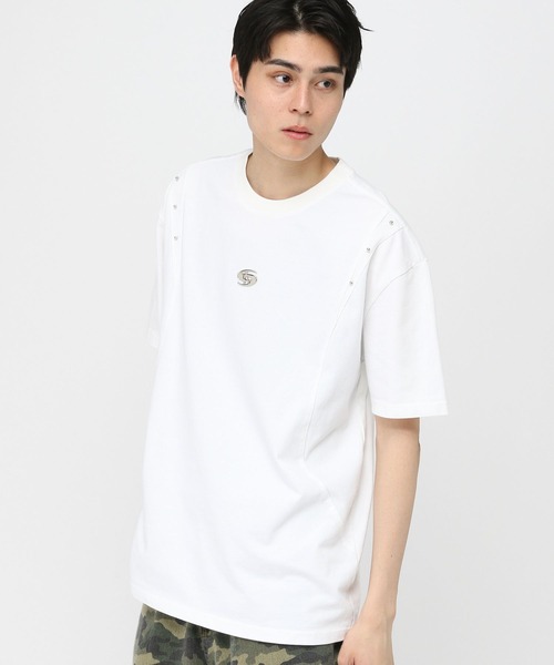 3.3 Field Trip (3.3フィールドトリップ)の「3.3 Field Trip/メタルスタッズ半袖T(Tシャツ/カットソー・メンズ・ホワイト/ブラウン/ブラック・LARGE/MEDIUM)」の8枚目の写真