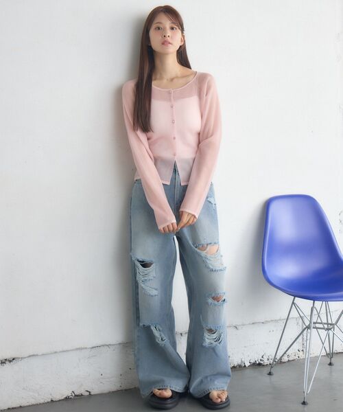 RETRO GIRL（レトロガール）の「ラメシアーNTカーデ（カーディガン/ボレロ・レディース・ライトグレー/ピンク/ナチュラル・FREE）」の16枚目の写真