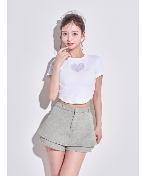 ハートレースコンパクトTシャツ（Tシャツ/カットソー）｜Darich