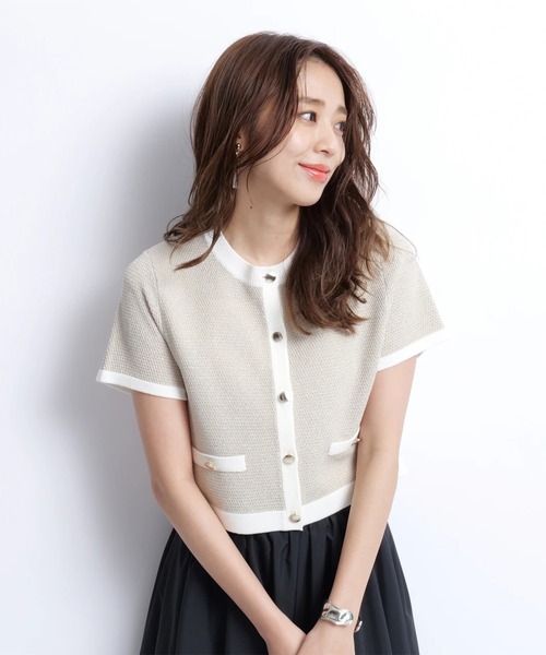 JUSGLITTYシャイニー配色ジャケットカーデ 配色ジャケットライクカーデ | カーデ | JUSGLITTY（ジャス