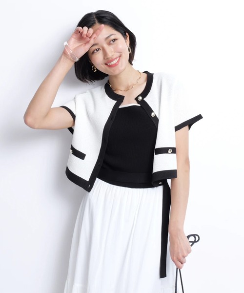 JUSGLITTYシャイニー配色ジャケットカーデ JUSGLITTY（ジャスグリッティー）の「シャイニー配色ジャケット