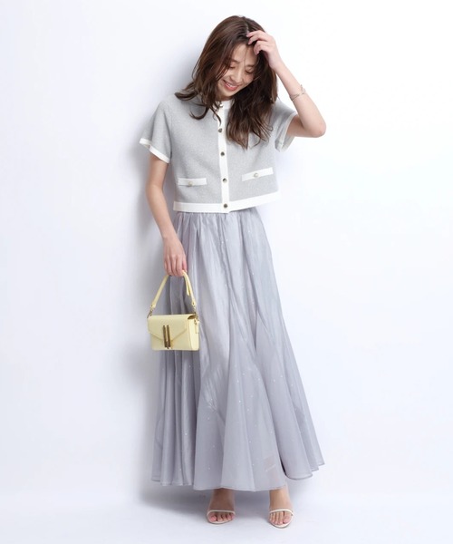 JUSGLITTY シャイニー配色ジャケットカーデ ジャスグリッティー JUSGLITTY シャイニー配色ジャケットカーデ