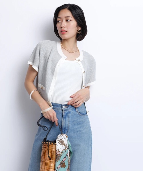 JUSGLITTY（ジャスグリッティー）の「シャイニー配色ジャケットカーデ