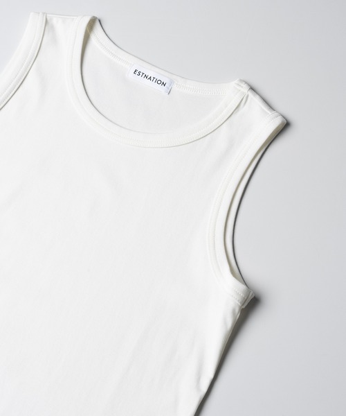 ESTNATION（エストネーション）の「ESTNATION / コンパクト フライス ノースリーブ カットソー（Tシャツ/カットソー・レディース・ブラック/ブラウン/ホワイト/イエロー・FREE）」の2枚目の写真