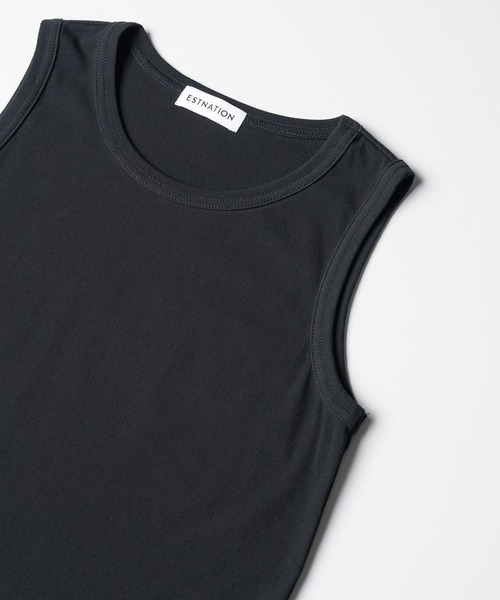 ESTNATION（エストネーション）の「ESTNATION / コンパクト フライス ノースリーブ カットソー（Tシャツ/カットソー・レディース・ブラック/ブラウン/ホワイト/イエロー・FREE）」の3枚目の写真
