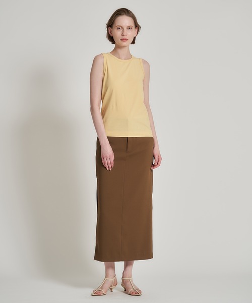 ESTNATION（エストネーション）の「ESTNATION / コンパクト フライス ノースリーブ カットソー（Tシャツ/カットソー・レディース・ブラック/ブラウン/ホワイト/イエロー・FREE）」の7枚目の写真