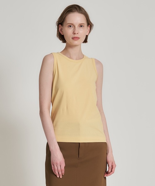 ESTNATION（エストネーション）の「ESTNATION / コンパクト フライス ノースリーブ カットソー（Tシャツ/カットソー・レディース・ブラック/ブラウン/ホワイト/イエロー・FREE）」の8枚目の写真