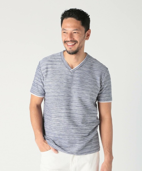 MEN'S BIGI（メンズビギ）の「スラブタック天竺素材Tシャツ＜吸水速乾＞（Tシャツ/カットソー・メンズ・グリーン/ブルー/ネイビー・03/02/01/04）」の4枚目の写真