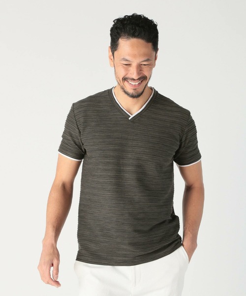 MEN'S BIGI（メンズビギ）の「スラブタック天竺素材Tシャツ＜吸水速乾＞（Tシャツ/カットソー・メンズ・グリーン/ブルー/ネイビー・03/02/01/04）」の7枚目の写真