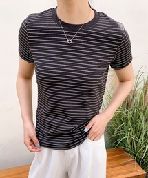 細ボーダーフィットTシャツ (SS)