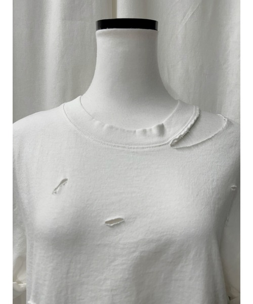 PROVOKE （プロヴォーク）の「DAMAGE TSHIRT（Tシャツ/カットソー・レディース・オフホワイト・FREE）」の2枚目の写真