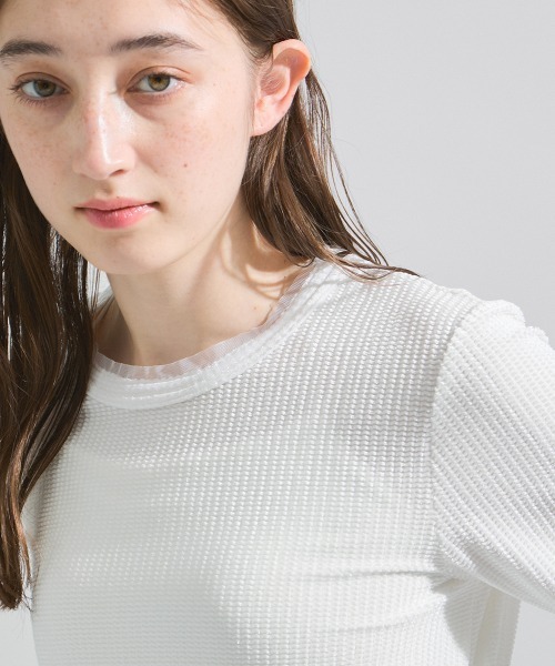 ketty(ケティ)の「ミニドビーベロアTシャツ≪手洗い可能≫(Tシャツ/カットソー・レディース・オレンジ/ブルー/オフホワイト・M)」の2枚目の写真