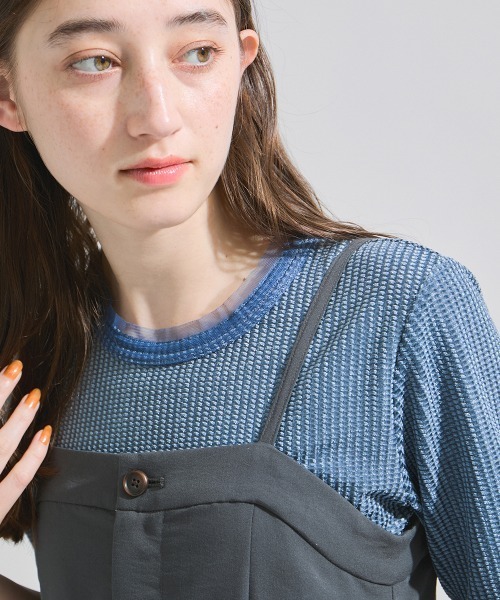 ketty(ケティ)の「ミニドビーベロアTシャツ≪手洗い可能≫(Tシャツ/カットソー・レディース・オレンジ/ブルー/オフホワイト・M)」の3枚目の写真
