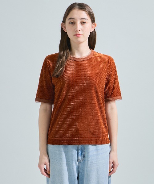 ketty(ケティ)の「ミニドビーベロアTシャツ≪手洗い可能≫(Tシャツ/カットソー・レディース・オレンジ/ブルー/オフホワイト・M)」の10枚目の写真