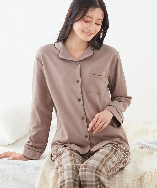 tutuanna（チュチュアンナ）の「綿100％ とろけるような肌触りのリラックスパジャマ（ルームウェア/パジャマ・レディース・クリーム/ラベンダー/ネイビー/ミント/ライトグレー/ピンク/サンドベージュ/ダークブラウン・LL/L/M/S/XS(XS)/XXL）」の3枚目の写真