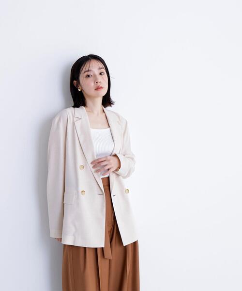 NATURAL BEAUTY BASIC(ナチュラルビューティーベーシック)の「◇【Oggi掲載】ライトボクシーダブルジャケット(テーラードジャケット・レディース・キャメル/ベージュ/ネイビー・SMALL/MEDIUM)」の10枚目の写真