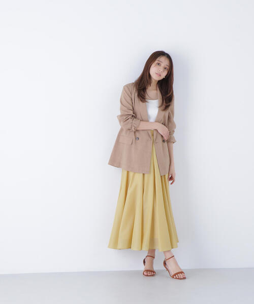 NATURAL BEAUTY BASIC（ナチュラルビューティーベーシック）の「◇【Oggi掲載】ライトボクシーダブルジャケット（テーラードジャケット・レディース・キャメル/ベージュ/ネイビー・SMALL/MEDIUM）」の4枚目の写真