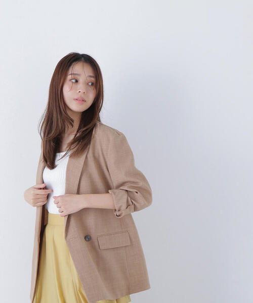 NATURAL BEAUTY BASIC（ナチュラルビューティーベーシック）の「◇【Oggi掲載】ライトボクシーダブルジャケット（テーラードジャケット・レディース・キャメル/ベージュ/ネイビー・SMALL/MEDIUM）」の5枚目の写真