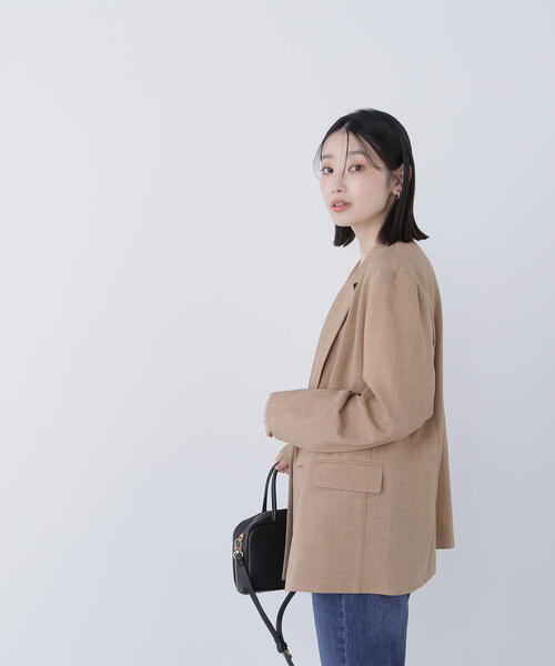 NATURAL BEAUTY BASIC（ナチュラルビューティーベーシック）の「◇【Oggi掲載】ライトボクシーダブルジャケット（テーラードジャケット・レディース・キャメル/ベージュ/ネイビー・SMALL/MEDIUM）」の9枚目の写真