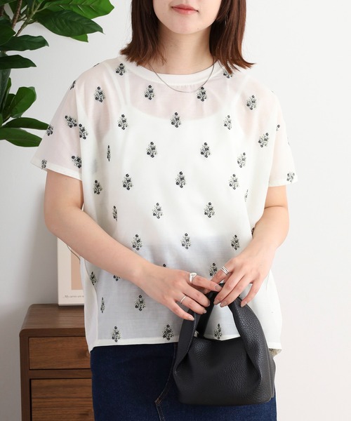 FUNALIVE(ファンアライブ)の「LITTLE MARKET 刺繍 4分袖プルオーバー(Tシャツ/カットソー・レディース・イエロー系1/イエロー/イエロー系3/アイボリー系1/グレー系1/イエロー系6/アイボリー系5/アイボリー系4/アイボリー系3/アイボリー系2/グレー系4/グレー系3/グレー系2/アイボリー/イエロー系2/グレー・FREE)」の8枚目の写真