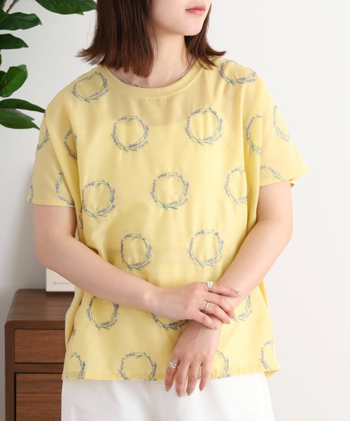 FUNALIVE(ファンアライブ)の「LITTLE MARKET 刺繍 4分袖プルオーバー(Tシャツ/カットソー・レディース・イエロー系1/イエロー/イエロー系3/アイボリー系1/グレー系1/イエロー系6/アイボリー系5/アイボリー系4/アイボリー系3/アイボリー系2/グレー系4/グレー系3/グレー系2/アイボリー/イエロー系2/グレー・FREE)」の13枚目の写真