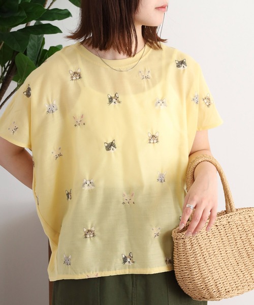 FUNALIVE(ファンアライブ)の「LITTLE MARKET 刺繍 4分袖プルオーバー(Tシャツ/カットソー・レディース・イエロー系1/イエロー/イエロー系3/アイボリー系1/グレー系1/イエロー系6/アイボリー系5/アイボリー系4/アイボリー系3/アイボリー系2/グレー系4/グレー系3/グレー系2/アイボリー/イエロー系2/グレー・FREE)」の16枚目の写真