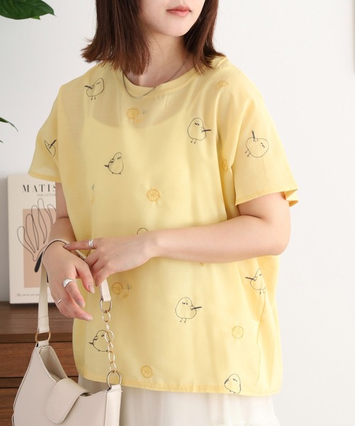FUNALIVE(ファンアライブ)の「LITTLE MARKET 刺繍 4分袖プルオーバー(Tシャツ/カットソー・レディース・イエロー系1/イエロー/イエロー系3/アイボリー系1/グレー系1/イエロー系6/アイボリー系5/アイボリー系4/アイボリー系3/アイボリー系2/グレー系4/グレー系3/グレー系2/アイボリー/イエロー系2/グレー・FREE)」の12枚目の写真