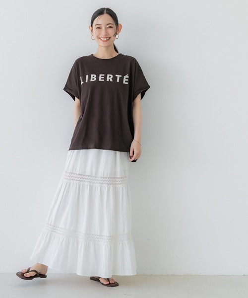 coca(coca)(コカ)の「【WEB限定セール】ロールアップスリーブロゴTシャツ(Tシャツ/カットソー・レディース・ブラウン/ホワイト・L/M)」の14枚目の写真