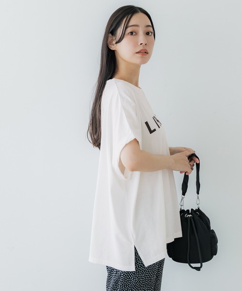 ロールアップスリーブロゴTシャツ（Tシャツ/カットソー）｜coca