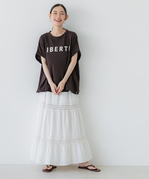 coca(coca)(コカ)の「【WEB限定セール】ロールアップスリーブロゴTシャツ(Tシャツ/カットソー・レディース・ブラウン/ホワイト・L/M)」の9枚目の写真