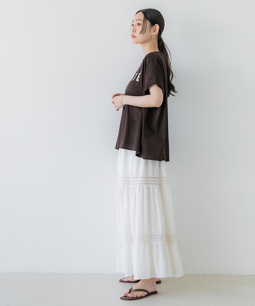 coca(coca)(コカ)の「【WEB限定セール】ロールアップスリーブロゴTシャツ(Tシャツ/カットソー・レディース・ブラウン/ホワイト・L/M)」の10枚目の写真