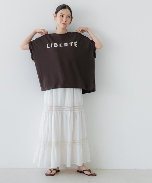 coca(coca)(コカ)の「【WEB限定セール】ロールアップスリーブロゴTシャツ(Tシャツ/カットソー・レディース・ブラウン/ホワイト・L/M)」の12枚目の写真