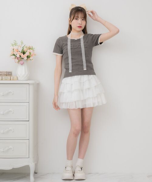 ems excite(エムズエキサイト)の「レースチョーカー付きロゴTEE(Tシャツ/カットソー・レディース・チャコールグレー/ナチュラル/ブラウン・FREE)」の19枚目の写真