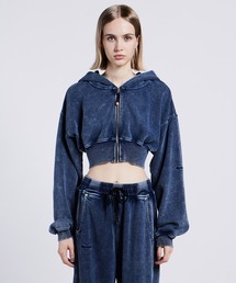 ダブルスタンダードクロージング  VELOURBOMBER パーカー　水色 DSC / ハートワッペンパーカー TOPS Night STORE | ダブル