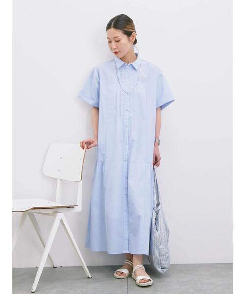 TSUHARU by Samansa Mos2 綿麻ギャザーシャツワンピース SM2 - 美品 ツ  