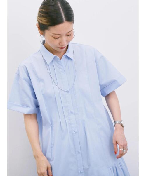 Samansa Mos2 blue（サマンサモスモスブルー）の「◎サイドギャザーシャツワンピース（ワンピース・レディース・ベージュ/ブラック/サックスブルー・F）」の10枚目の写真