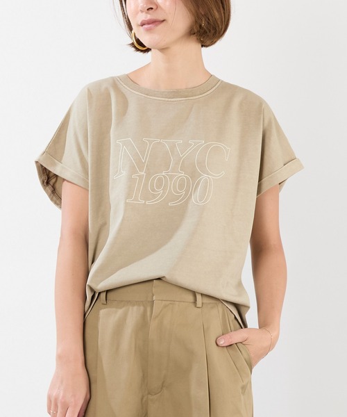 新品　MICA&DEAL 長袖スウェットTシャツ　グレージュ　定価16500円 MICA&DEAL｜×Americana アメリカーナ コットン 半袖 フリル T