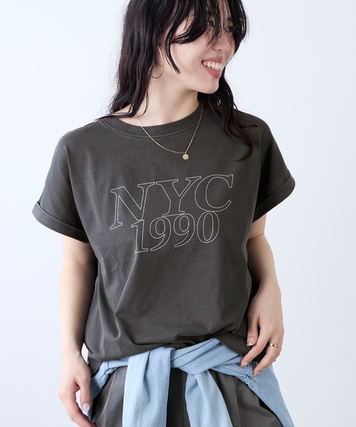 新品　MICA&DEAL 長袖スウェットTシャツ　グレージュ　定価16500円 MICA&DEAL｜×Americana アメリカーナ コットン 半袖 フリル T