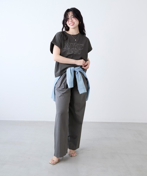 MICA&DEAL（マイカ＆ディール）の「"NYC1990"ロゴT-shirt（Tシャツ/カットソー・レディース・チャコールグレー/ホワイト/ベージュ/ピンク・FREE）」の18枚目の写真