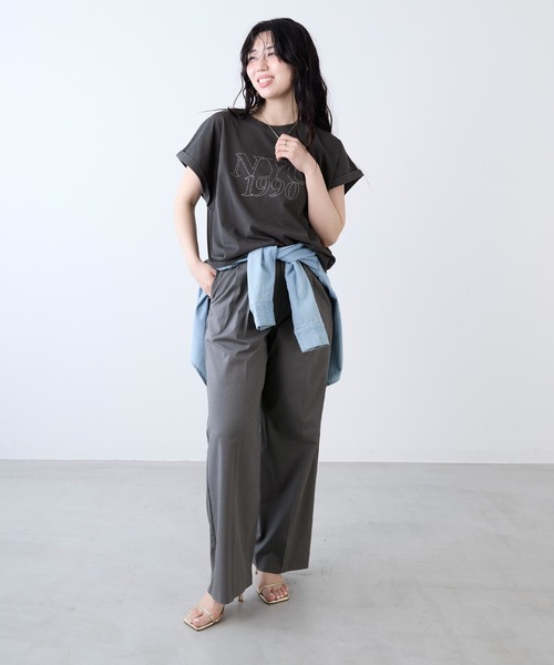 MICA&DEAL（マイカ＆ディール）の「"NYC1990"ロゴT-shirt（Tシャツ/カットソー・レディース・チャコールグレー/ホワイト/ベージュ/ピンク・FREE）」の19枚目の写真