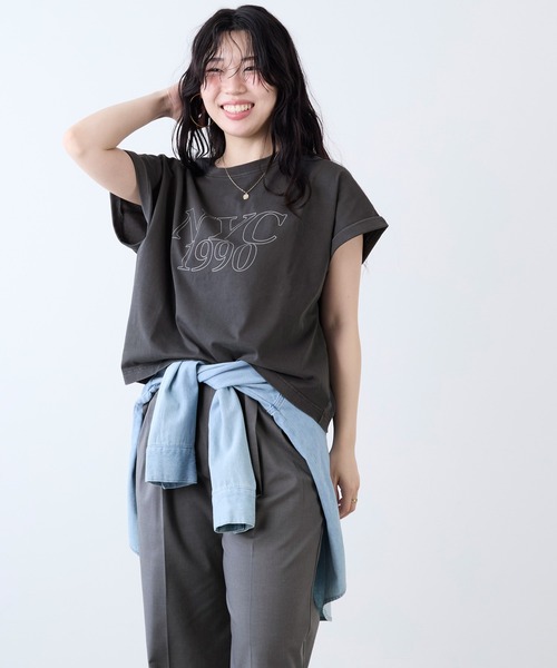 MICA&DEAL（マイカ＆ディール）の「"NYC1990"ロゴT-shirt（Tシャツ/カットソー・レディース・チャコールグレー/ホワイト/ベージュ/ピンク・FREE）」の20枚目の写真