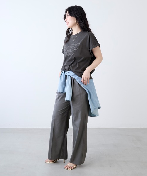 MICA&DEAL（マイカ＆ディール）の「"NYC1990"ロゴT-shirt（Tシャツ/カットソー・レディース・チャコールグレー/ホワイト/ベージュ/ピンク・FREE）」の21枚目の写真